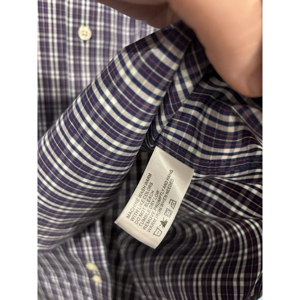Orvis Men's XL Blue Purple Tattersall Plaid Button Up Shirt Short Sleeve